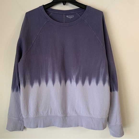 Athleta Sundown Dip Dye Sweatshirt Purple Pullover Crew Neck Sweater Size Large - Picture 3 of 13